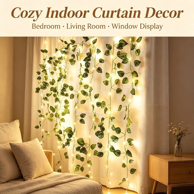Led Fairy String Lights - Светодиодная гирлянда с искусственными листьями длиной