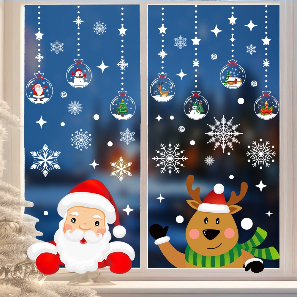 Snowflake Window Decal - Мультяшная рождественская наклейка на окно Санта-Клауса,