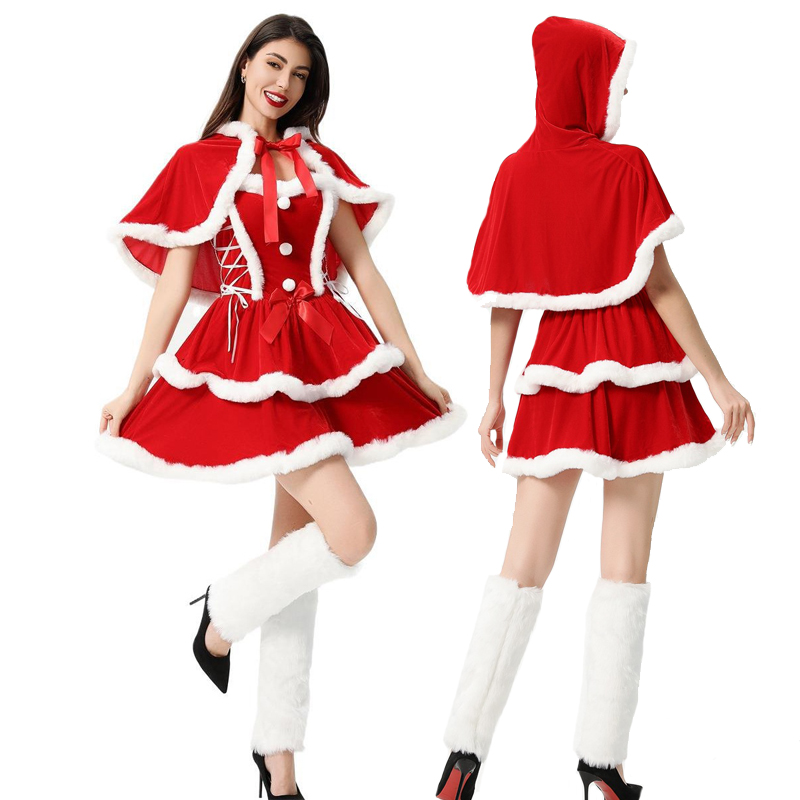 Elf Costume Christmas - Карнавальный праздничный костюм Санта-Клауса для женщин,