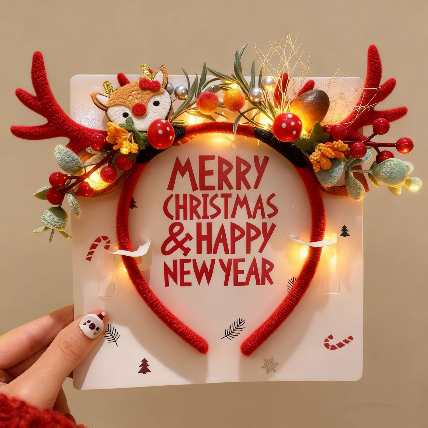 Reindeer Antlers Headband - Рождественский ободок с оленьими рогами и