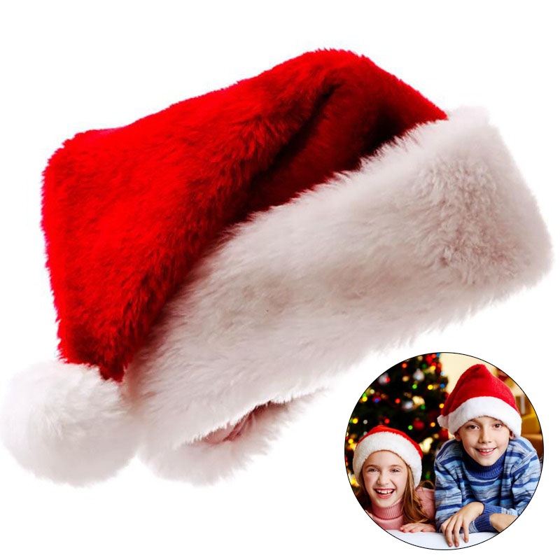Santa Hat Plush - Плюшевая рождественская шапка для взрослых и
