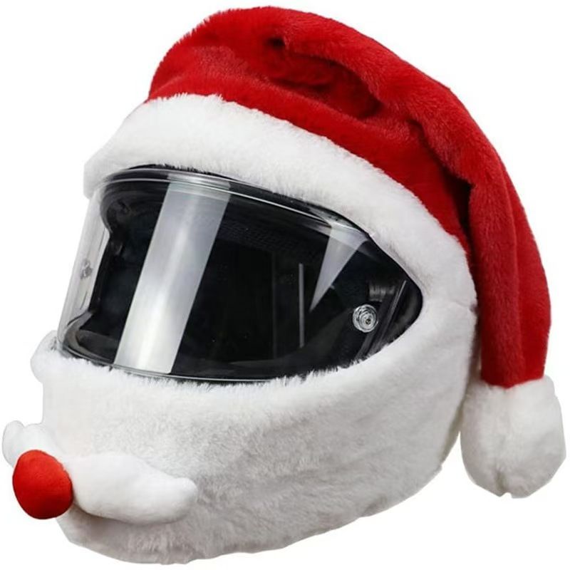 Santa Hat Plush - Плюшевый чехол для мотоциклетного шлема в